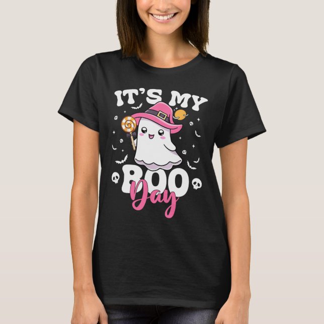 Camiseta Mi Boo Day Cute Halloween Cumpleaños Fantasma Chic (Anverso)