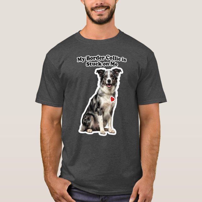 Camiseta Mi Border Collie Blue Merle Pegado a Mí (Anverso)