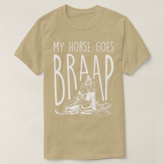 Camiseta Mi caballo se pone braap, moto de nieve (Diseño del anverso)