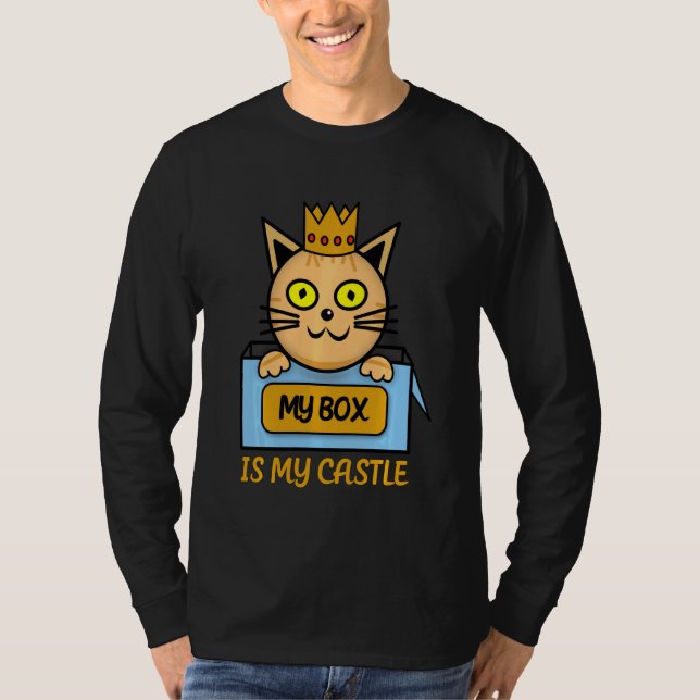 Camiseta Mi Caja Es Mi Castillo Rótulo A Mi Gato Le Gusta E (Anverso)