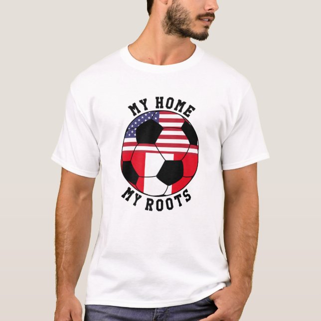 Camiseta Mi casa arranca el fútbol de la bandera de Perú (Anverso)