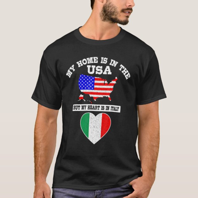 Camiseta Mi Casa Está En Estados Unidos Mi Corazón Está En  (Anverso)