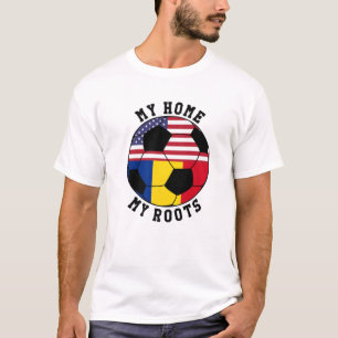 Camiseta Mi casa mis raíces banderas de Rumania