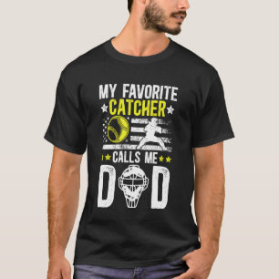 Camiseta Mi catcher de softball favorito papá de un gato de
