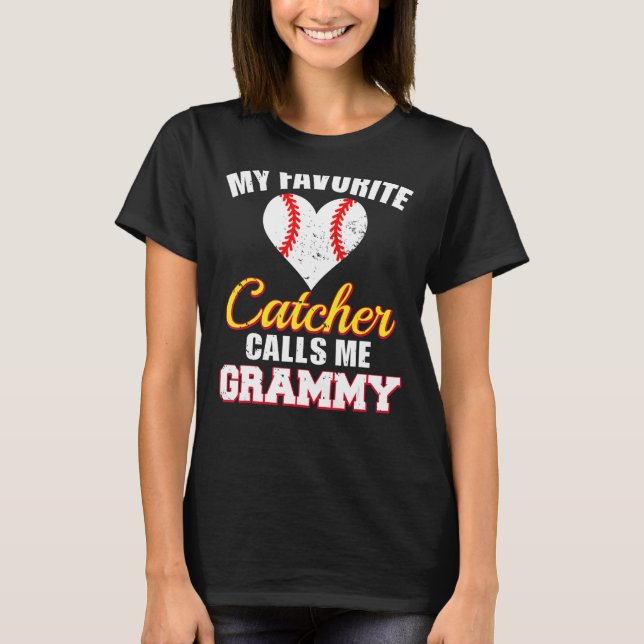 Camiseta Mi Catcher favorito me llama Grammy Catcher Baseba (Anverso)