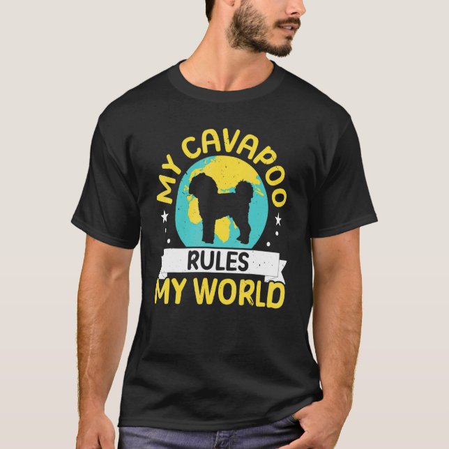 Camiseta Mi Cavapoo Domina Mi Mundo Perro Dueño de Cachorro (Anverso)
