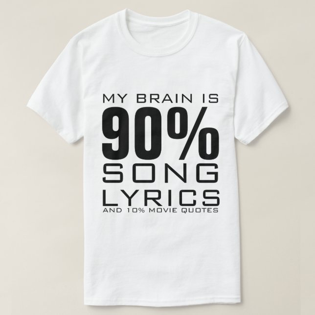 CAMISETA MI CEREBRO ES 90% LETRA DE CANCIÓN (Diseño del anverso)