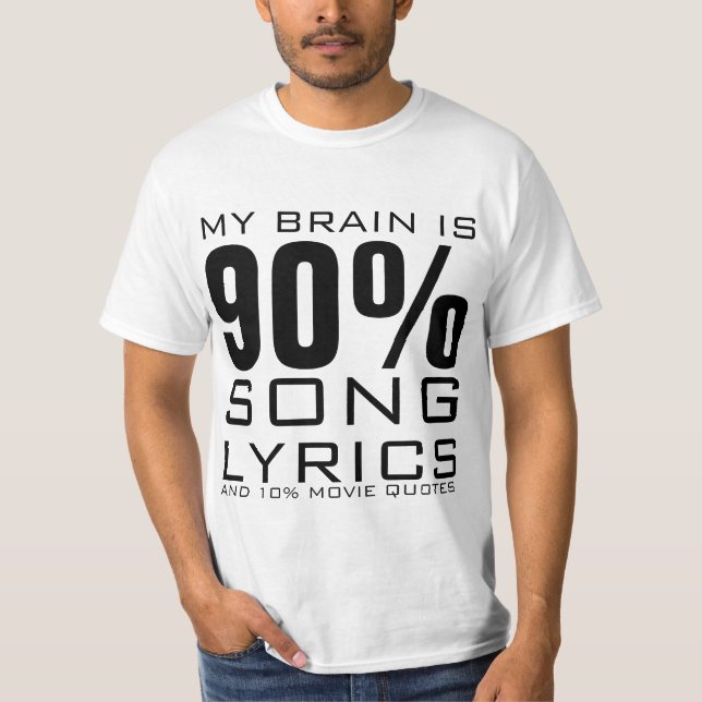 CAMISETA MI CEREBRO ES 90% LETRA DE CANCIÓN (Anverso)