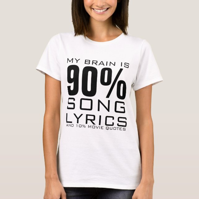 CAMISETA MI CEREBRO ES 90% LETRA DE CANCIÓN (Anverso)