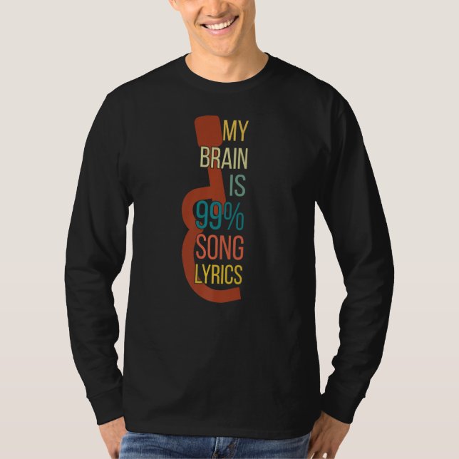 Camiseta Mi Cerebro Es Letras De 99 Canciones (Anverso)