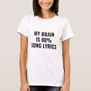 Camiseta Mi Cerebro Es Letras De Canción Del 80%