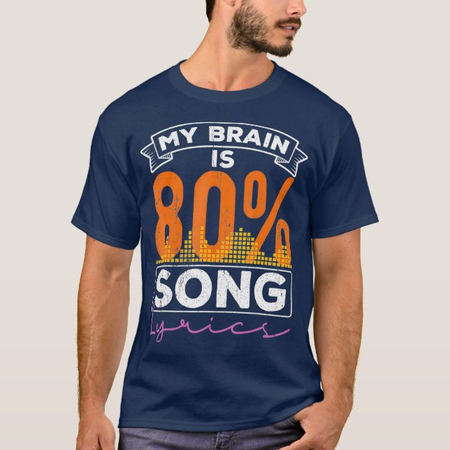 Camiseta Mi cerebro es melodía de 80 letras de canciones (Anverso)