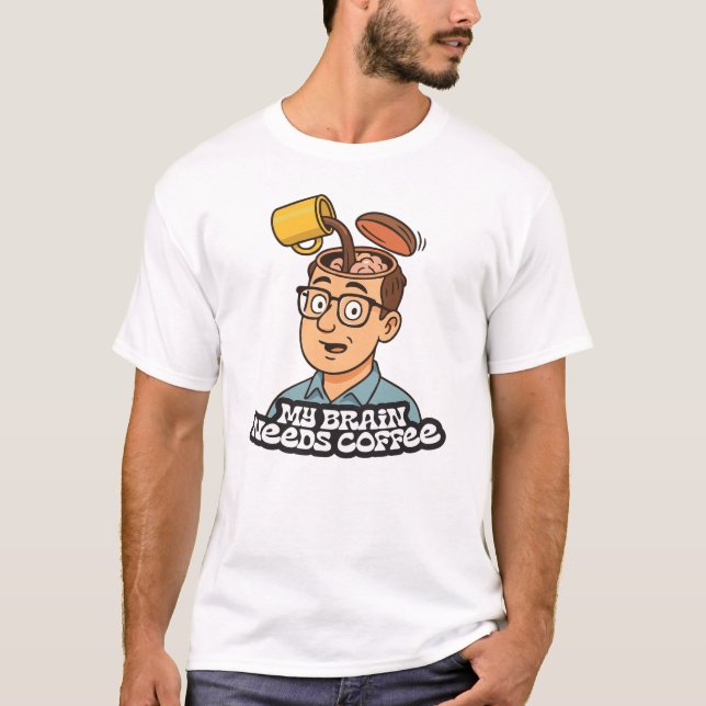 Camiseta Mi cerebro necesita un desbordamiento de café (Anverso)