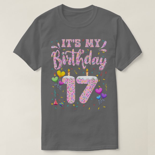 Camiseta Mi Chica de cumpleaños número 17, Doughnut, feliz  (Diseño del anverso)