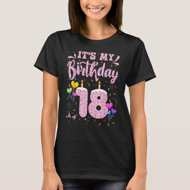 Camiseta Mi Chica de cumpleaños número 18, Doughnut, feliz  (Anverso)