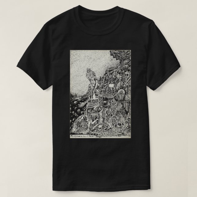 Camiseta Mi ciudad impulsada por el fuego en el mar (Diseño del anverso)