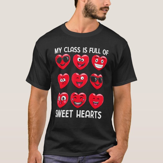 Camiseta Mi Clase Está Llena De Corazones Dulces El día de  (Anverso)