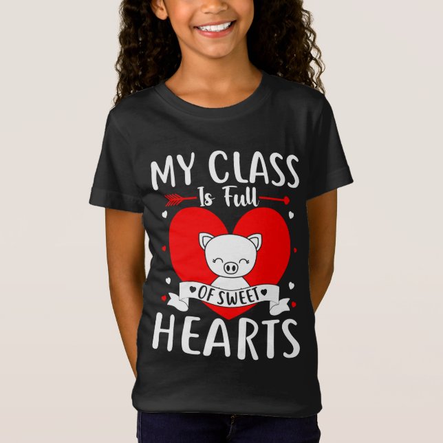 Camiseta Mi Clase Está Llena De Corazones Dulces San Valent (Anverso)