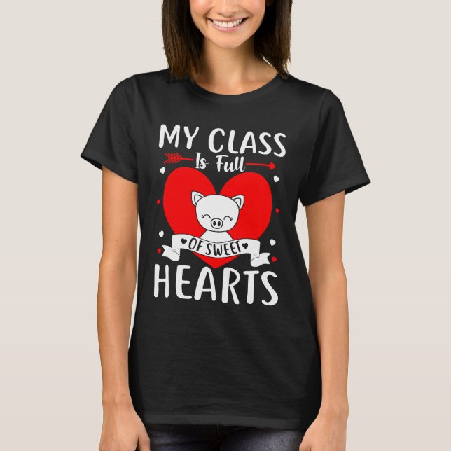 Camiseta Mi Clase Está Llena De Corazones Dulces San Valent (Anverso)