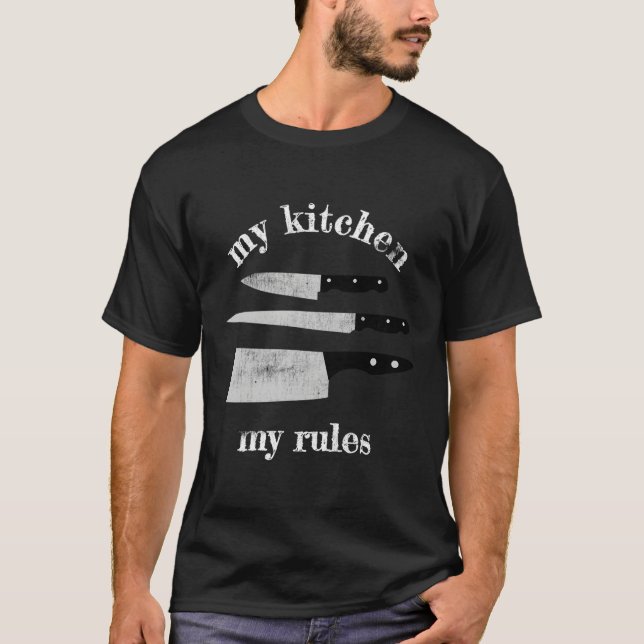Camiseta Mi cocina Mis reglas Cocina Cocina Hogar Cuchillos (Anverso)