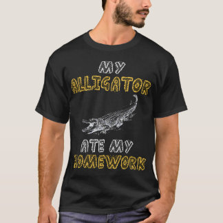 Camiseta Mi Cocodrilo Se Comió Mi Tarea Caimán Niño Espalda