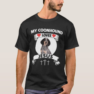 Camiseta Mi Coonhound ama a Jesús Madre de perro de caza cr