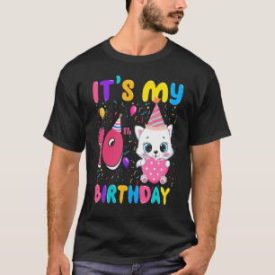Camiseta Mi corazón de gato Chica de cumpleaños número 10 f