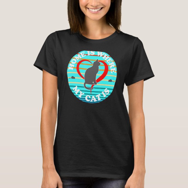 Camiseta Mi Corazón Es Donde Amo Mi Gato (Anverso)