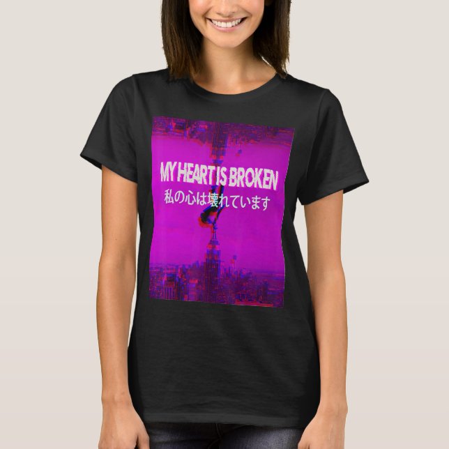 Camiseta Mi Corazón Es Japonés Estético De Vaporwave (Anverso)