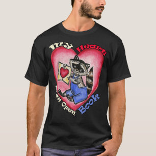 Camiseta Mi corazón es un libro abierto Mapache del amor