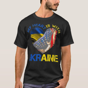Camiseta MI CORAZÓN ESTÁ CON UCRANIA, LA bandera ucranian