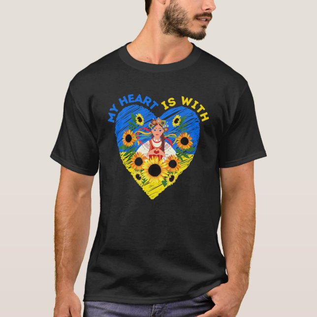 Camiseta MI CORAZÓN ESTÁ CON UCRANIA, la tradición ucranian (Anverso)
