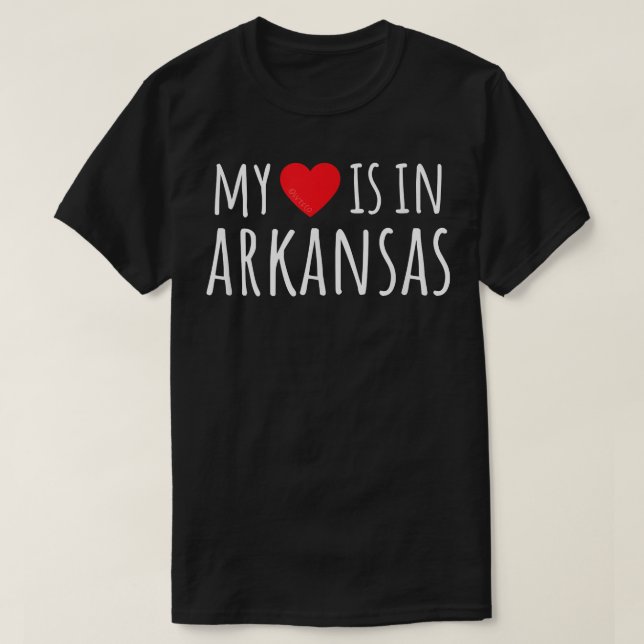 Camiseta MI CORAZÓN ESTÁ EN ARKANSAS, Estado Americano (Diseño del anverso)