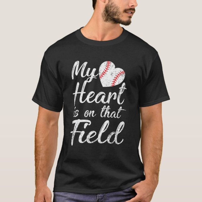 Camiseta Mi Corazón Está En El Campo Tee Baseball Softball  (Anverso)
