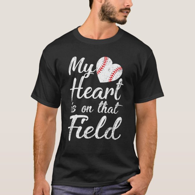 Camiseta Mi Corazón Está En El Campo Tee Baseball Softball  (Anverso)