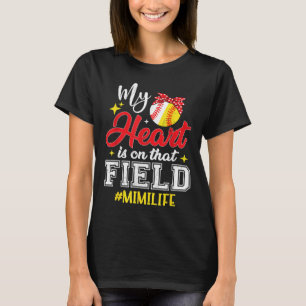 Camiseta Mi Corazón Está En Ese Campo De Softball De Béisbo