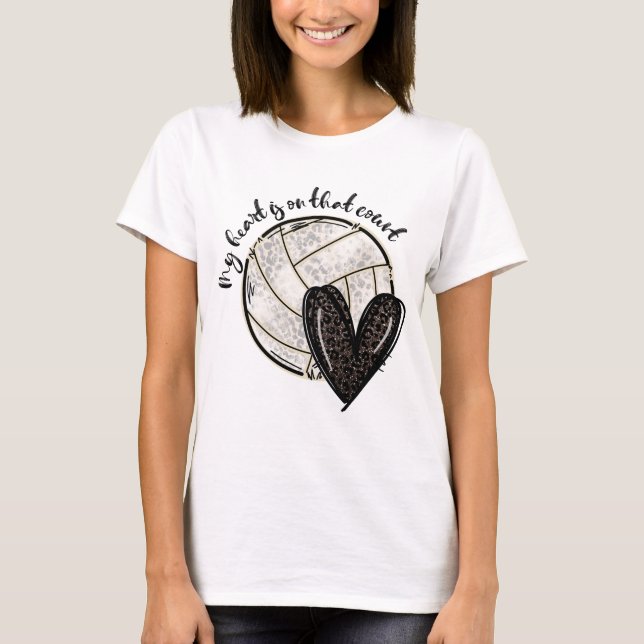 Camiseta Mi Corazón Está En Ese Leopardo De Voleibol De La  (Anverso)