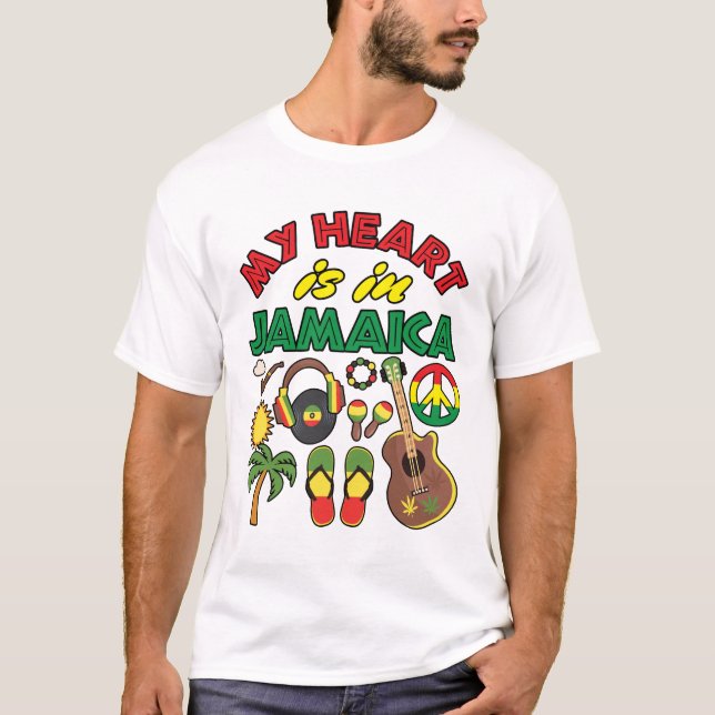 Camiseta Mi corazón está en Jamaica (Anverso)