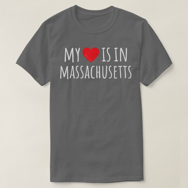 Camiseta MI CORAZÓN ESTÁ EN MASSACHUSETTS, Estado Americano (Diseño del anverso)