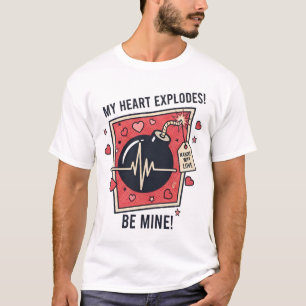 Camiseta "Mi corazón explota" Ilustración de bomba vintage