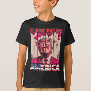 Camiseta Mi corazón late por América Trump Día de San Valen