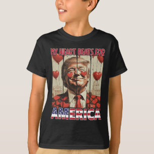 Camiseta Mi corazón late por América Trump Día de San Valen