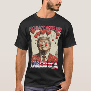 Camiseta Mi corazón late por América Trump Día de San Valen