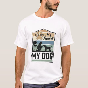 Camiseta Mi corazón mi perro grabado vintage diseño amante