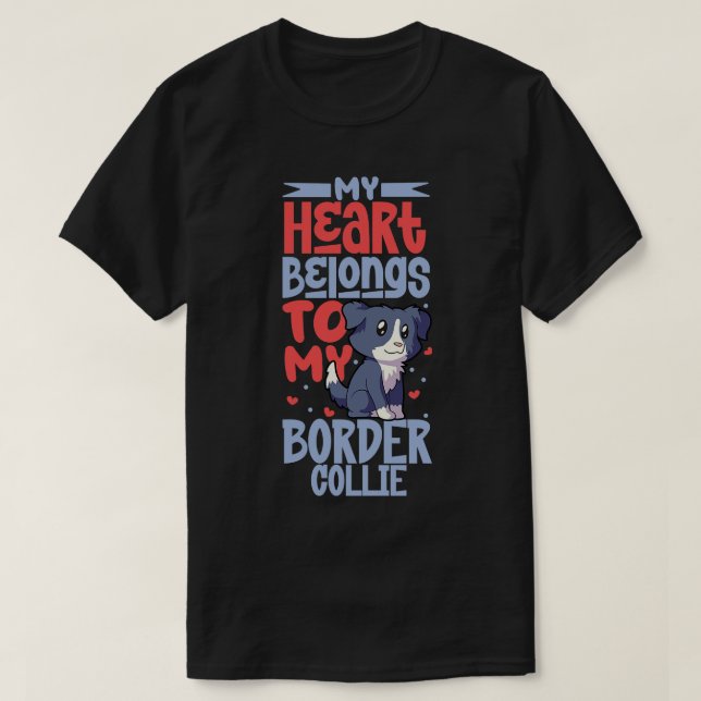 Camiseta Mi corazón pertenece a mi Frontera Collie (Diseño del anverso)