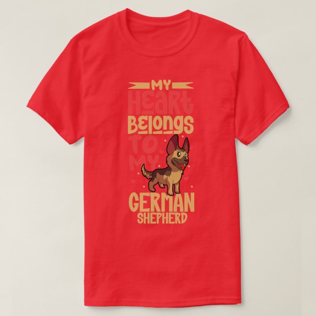 Camiseta Mi corazón pertenece a mi Pastor Alemán (Diseño del anverso)