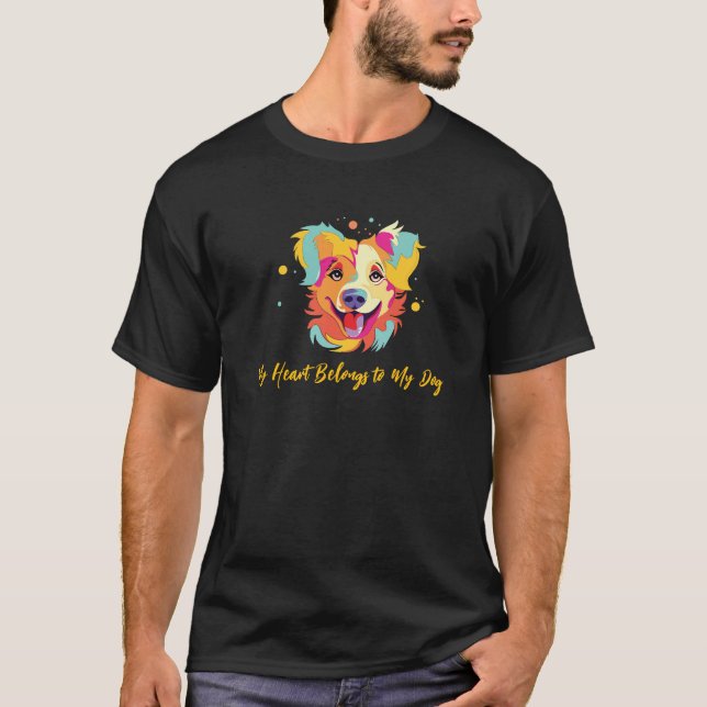 Camiseta Mi corazón pertenece a mi perro (Anverso)