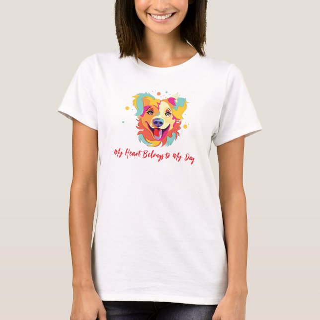 Camiseta Mi corazón pertenece a mi perro (Anverso)