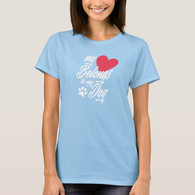 Camiseta Mi corazón pertenece a mi perro Valentine| Camiset (Anverso)