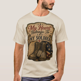 Camiseta Mi Corazón Pertenece A Mi Soldado